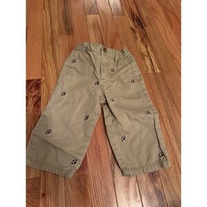 Gymboree Boys Khaki Chino Pants Embroidered Footballs Tan 12-18 Months